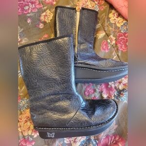 Alegria Black Embossed Winter Boots